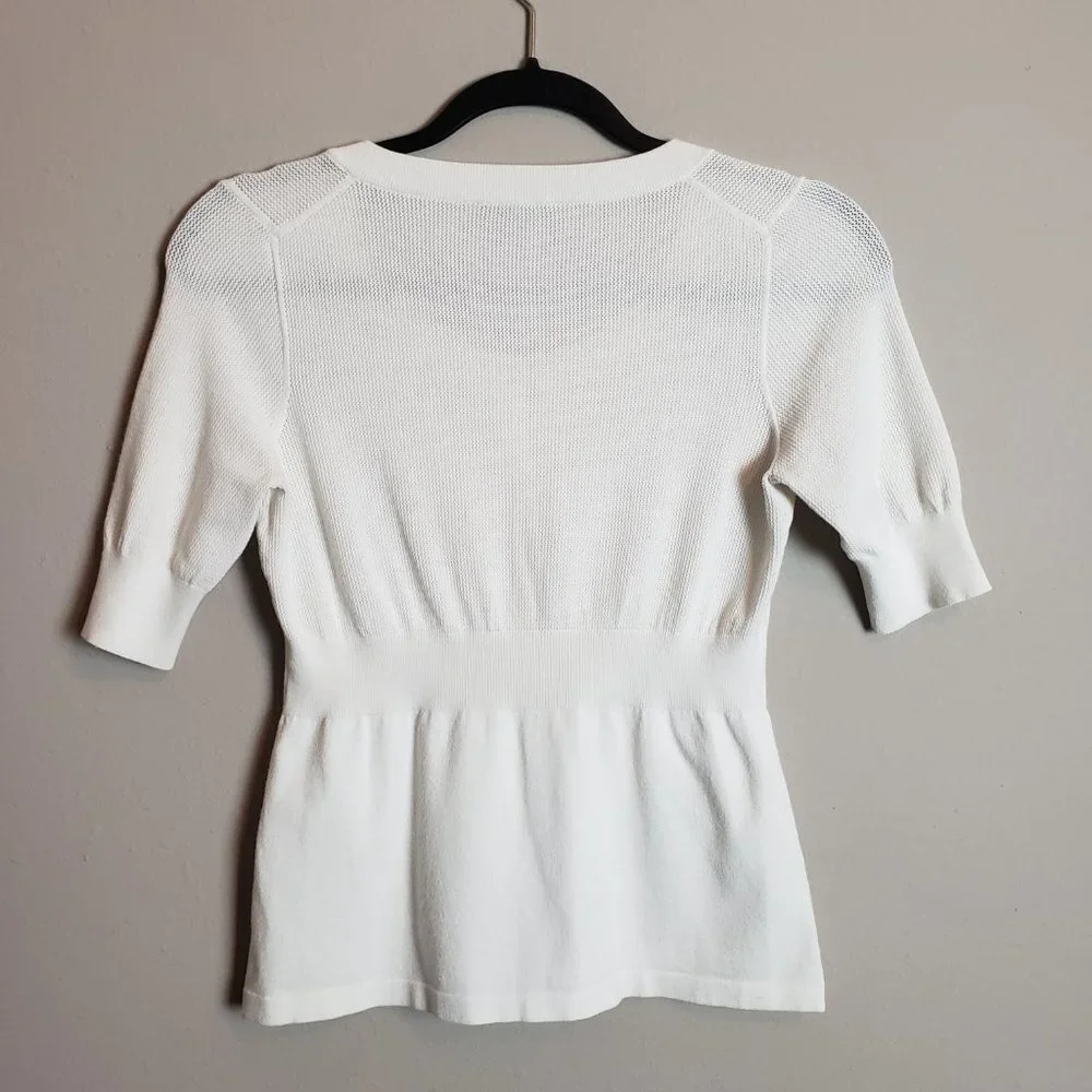 Theory Holli Shock Ivory Button Down Blouse Top Medium - Picture 7 of 7